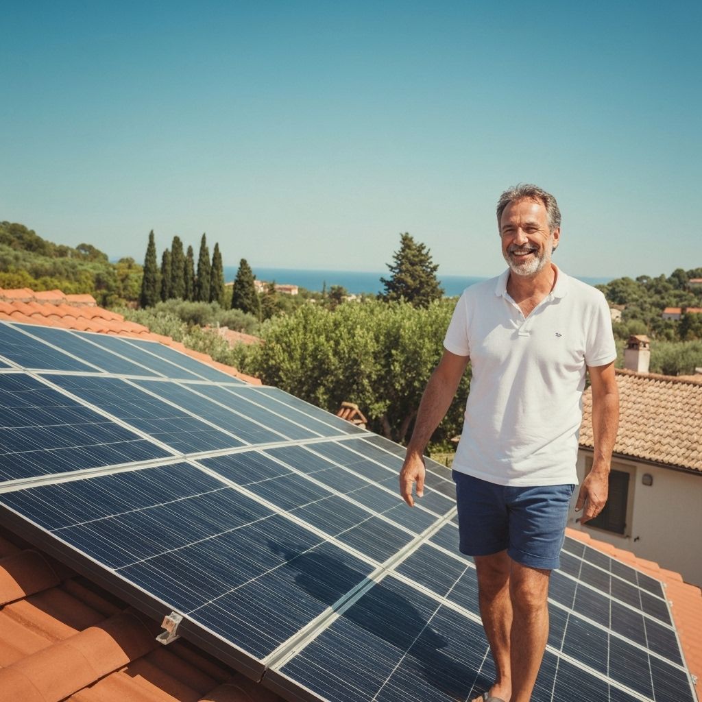 Proprietario di casa con impianto solare